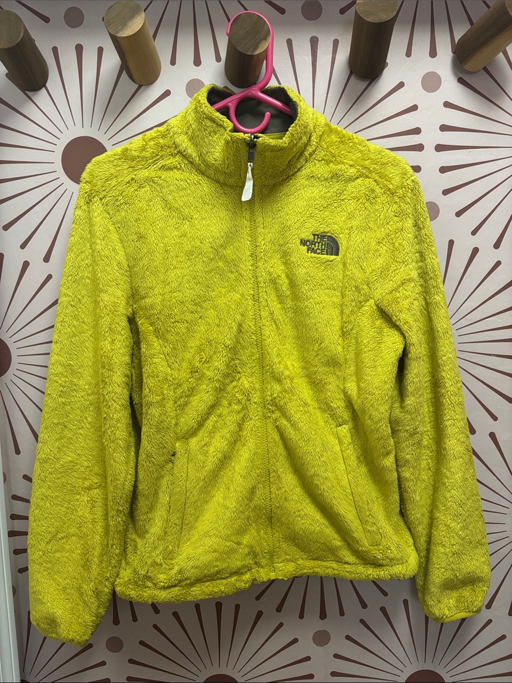 The North Face Women's Plush Zip-Up Teddy Jacket in Bright Chartreuse
